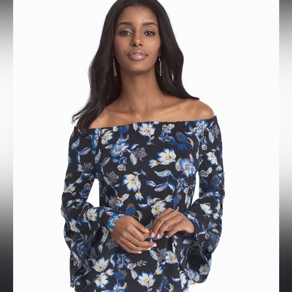 XS White House Black Market floral off the shoulder azalea top